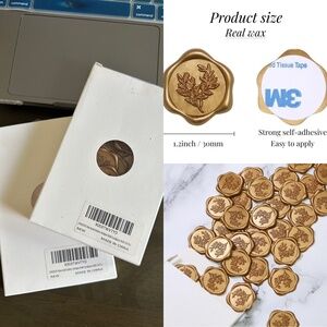 Gold envelope wax seal stickers